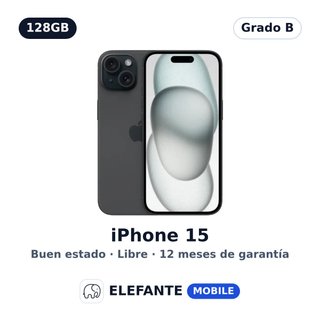 iPhone 15 128GB Negro · Grado B · Libre