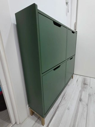 Zapatero Estrecho Verde con 4 Puertas