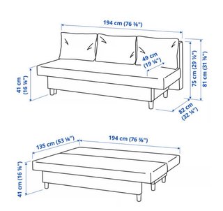 Sofá Cama 3 Plazas Ikea ÄLVDALEN Gris