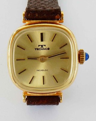 1502-Reloj TECHNOS-Swiss-señora-vintage-cuerda-NOS