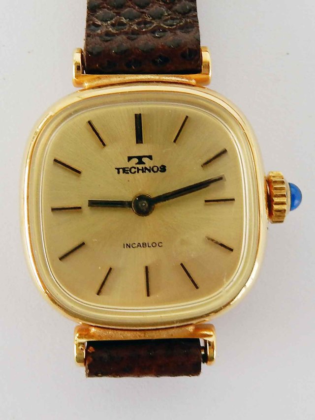 1502-Reloj TECHNOS-Swiss-señora-vintage-cuerda-NOS
