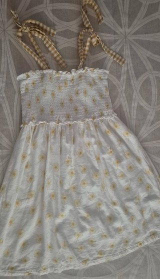 Vestido Niña Dadati Blanco y Mostaza Talla 12