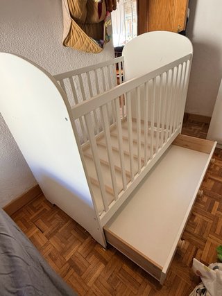 Cuna de Bebé Blanca con Cajón Inferior