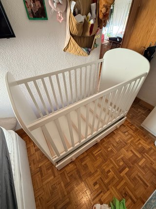 Cuna de Bebé Blanca con Cajón Inferior