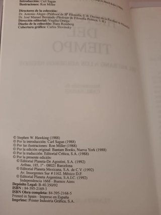 Historia del Tiempo – Stephen Hawking (tapa dura)