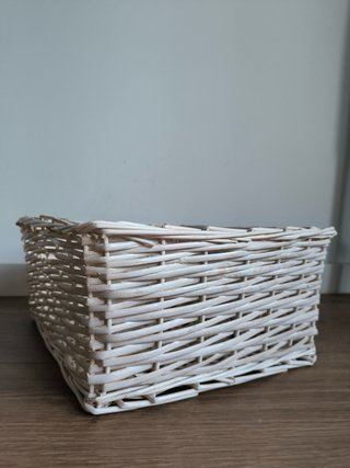 Cesta Mimbre Beige con Forro Tela