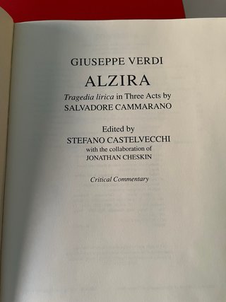 Verdi - Alzira Edición Crítica