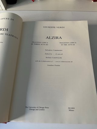 Verdi - Alzira Edición Crítica