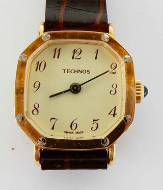 1504-Reloj TECHNOS-Swiss-señora-vintage-cuerda-NOS