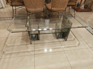 Mesa de centro cristal y mármol