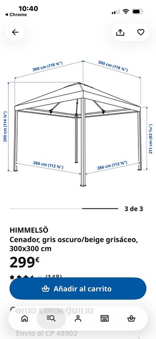 Pérgola Himmelsö Ikea Beige/Gris 300x300cm