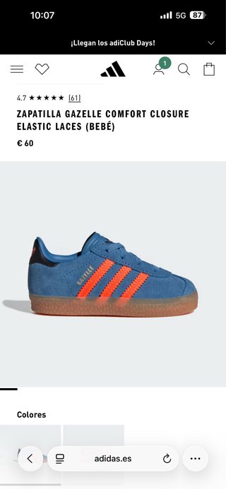 Zapatillas Adidas Gazelle Azul y Naranja