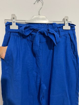 Pantalón ancho azul con lazada