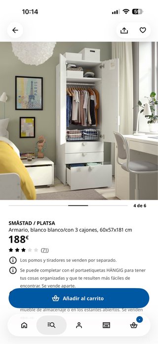 Armario Juvenil Inea Blanco