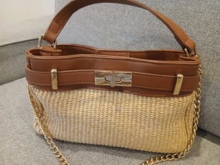 Bolso Mango de Rafia y Cuero Sintético
