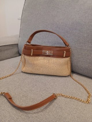 Bolso Mango de Rafia y Cuero Sintético