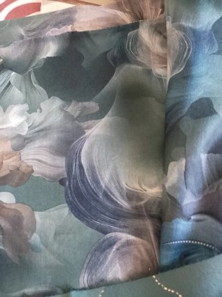 Sciarpa Ottanio con Fiori e Dettagli Dorati