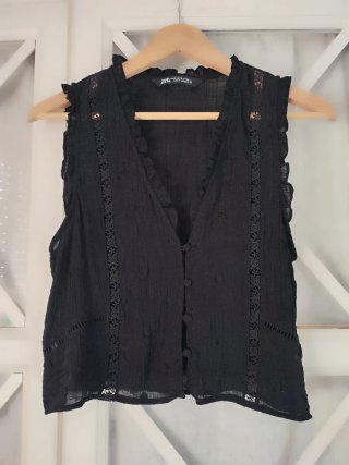 Top Zara Negro Talla M