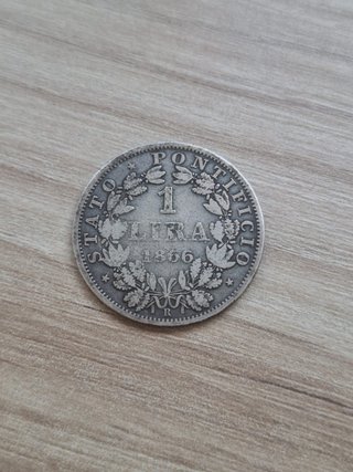 Moneda 1 Lira Vaticano 1866 Plata