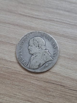Moneda 1 Lira Vaticano 1866 Plata