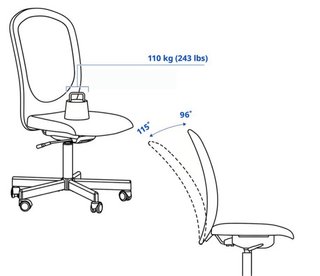 Silla de oficina Ikea gris y negra