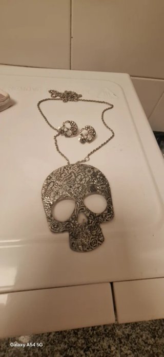 Conjunto Bisutería Calavera Plateado