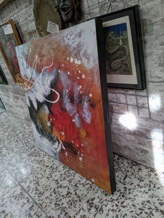 Lienzo de Arte Abstracto con Técnica Mixta