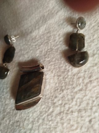 Conjunto de Pendientes y Colgante Labradorita