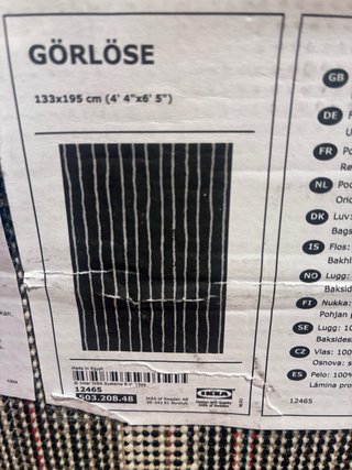 Alfombra Ikea Gorlose Rayas Negras y Blancas