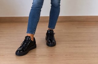Zapatos D.Franklin charol negras plataforma
