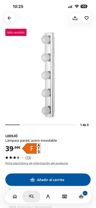 Lámparas LEDSJÖ espejo tocador IKEA