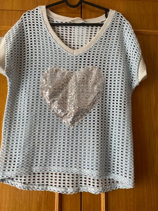 Jersey Verano Corazón Lentejuelas Talla Única