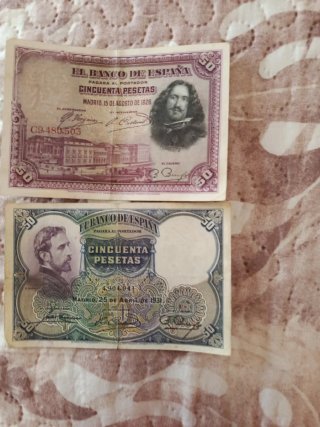 Billete 50 Pesetas Banco de España 1928 y 1931