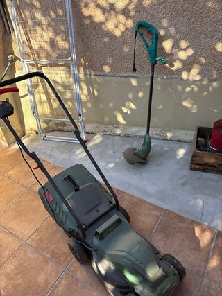 Cortacésped eléctrico y desbrozadora