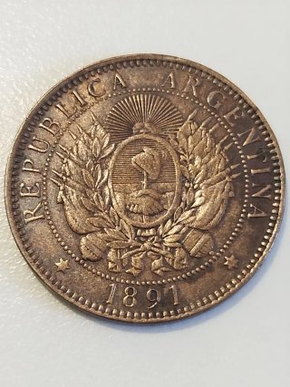 Moneda Argentina 2 Centavos 1891
