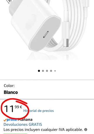 Cargador para iPhone. Carga Rápida. USB C. 2m.