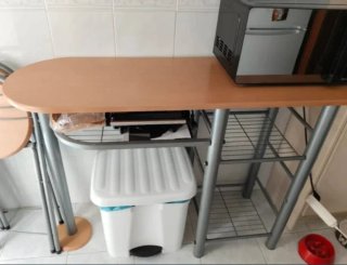 Mesa alta de cocina madera y metal