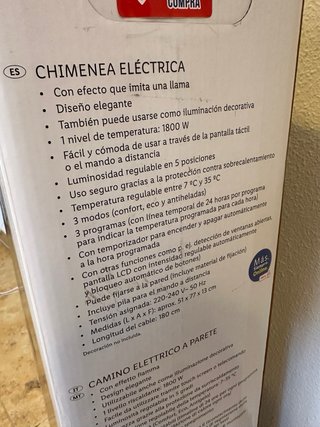 Chimenea Eléctrica Vertical 1800W