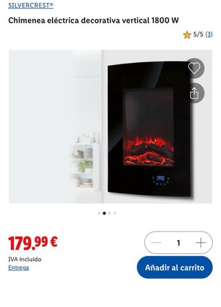 Chimenea Eléctrica Vertical 1800W