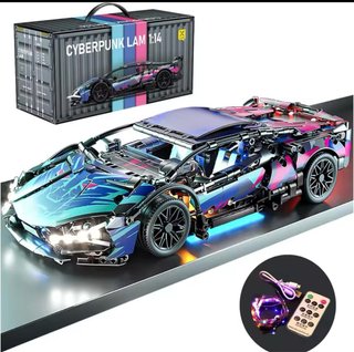 Coche Bloques Construcción Cyberpunk LED