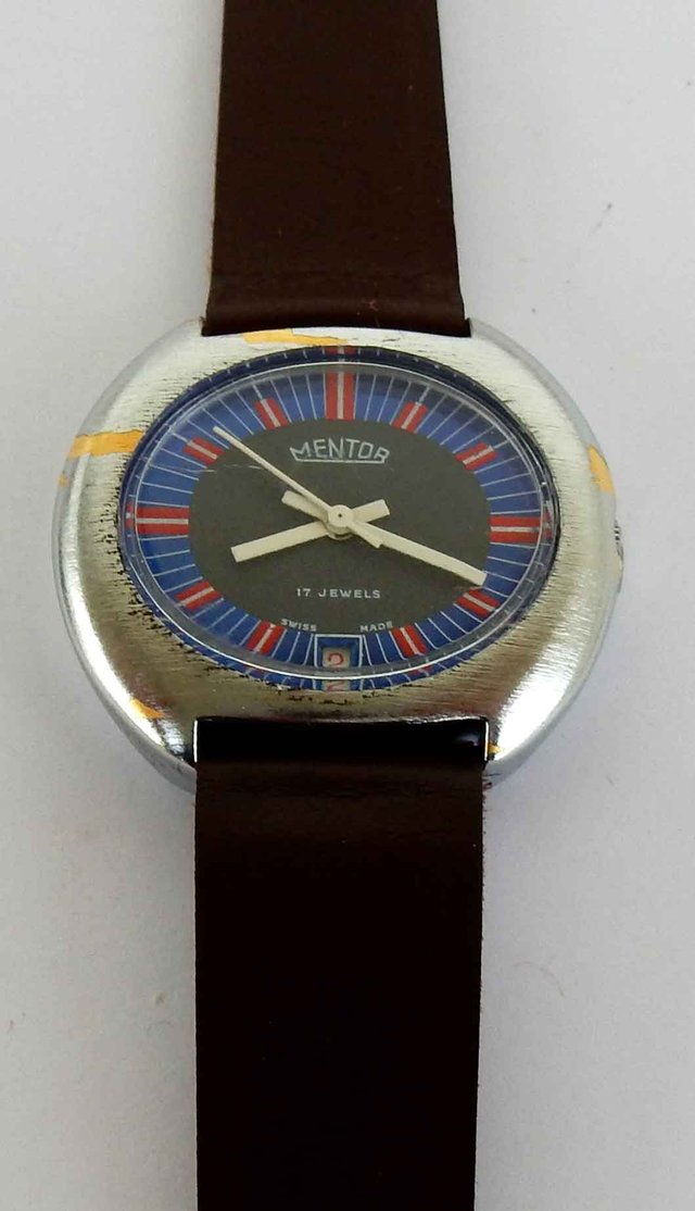 1519-Reloj MENTOR -Swiss-unisex-vintage-cuerda-NOS