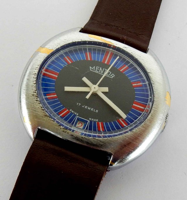 1519-Reloj MENTOR -Swiss-unisex-vintage-cuerda-NOS