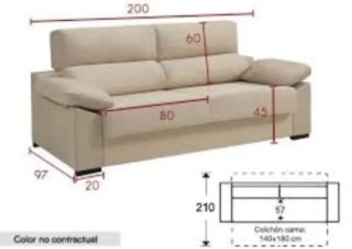 Sofá Cama Italiano 3 Plazas Gris