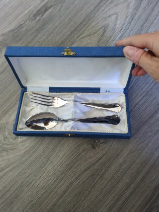 Set de Cuchara y Tenedor bañado en plata