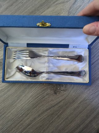 Set de Cuchara y Tenedor bañado en plata