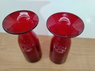 Par de Decantadores de Vino en Cristal Rojo con
