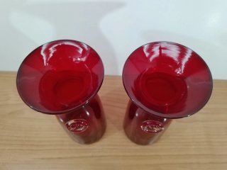 Par de Decantadores de Vino en Cristal Rojo con