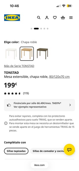 Mesa Extensible IKEA y 2 Sillas