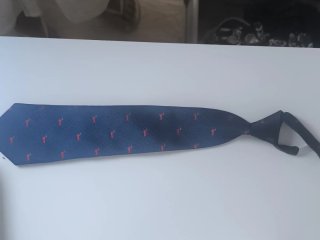 Corbata infantil The First azul con perros rojos