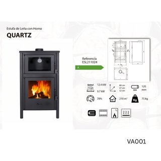 Estufa de leña con horno Quartz 0012HUE
